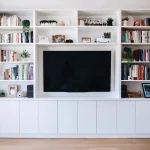 entertainment center with bookshelves